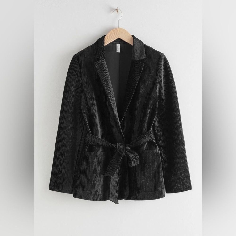 & Other Stories Tie Belt Velour Blazer SIZE 6 - Picture 2 of 8